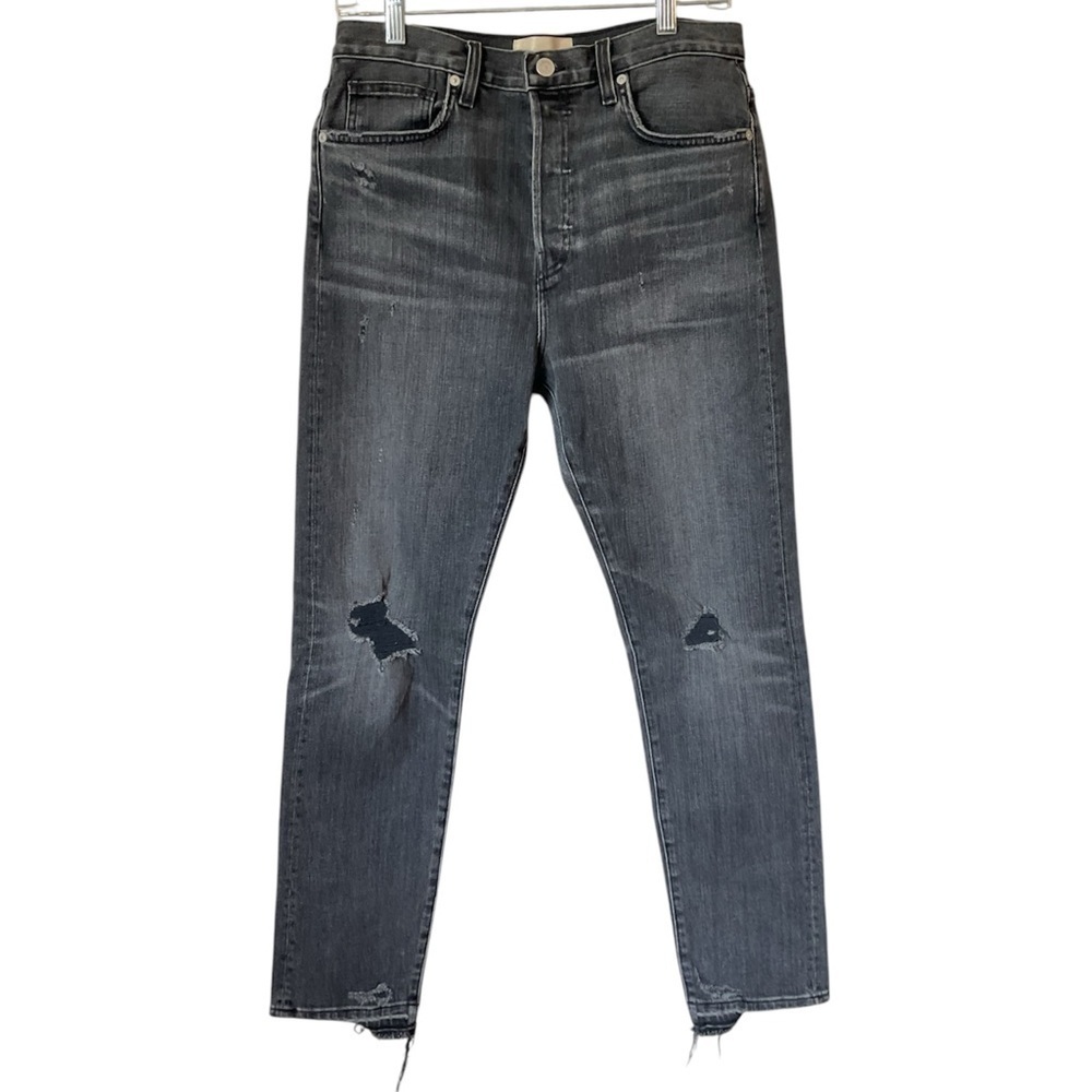NWT CQY Distressed Icon Oblivian Gray Black Jeans Vintage Slim Size 30
